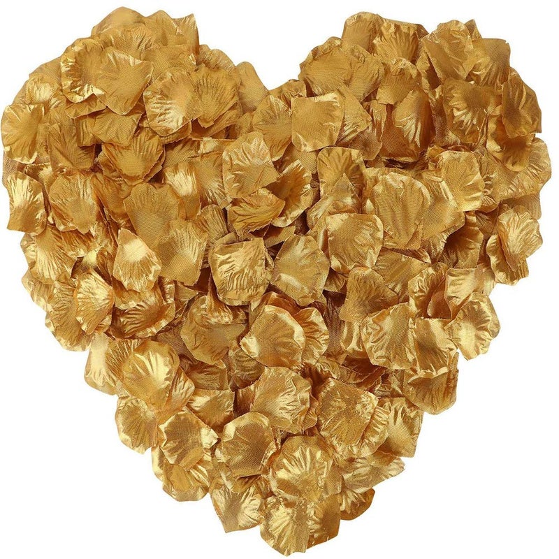 LZXD 1000 Pieces Gold Artificial Silk Rose Petals Flower Decoration Wedding Party Color Gold - Image 1